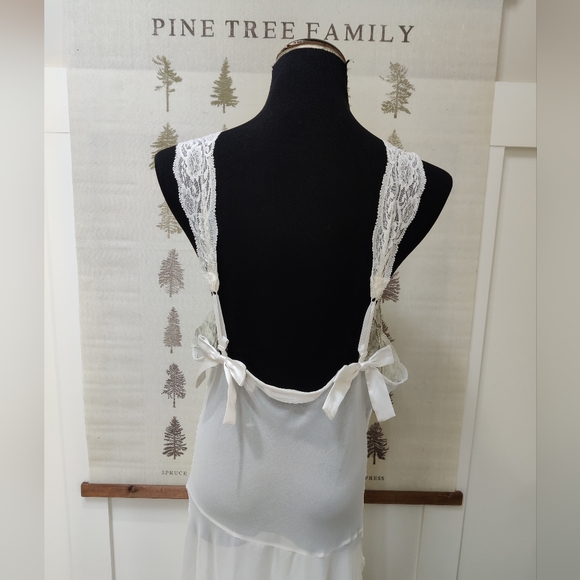 Victoria's Secret Cream Lace & Chiffon Maxi Nightgown L - Bridal Satin Bow - Picture 7 of 10